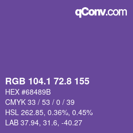 カラーコード: RGB 104.1 72.8 155 | qconv.com