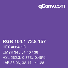 カラーコード: RGB 104.1 72.8 157 | qconv.com