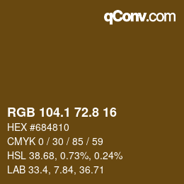 カラーコード: RGB 104.1 72.8 16 | qconv.com
