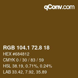Color code: RGB 104.1 72.8 18 | qconv.com