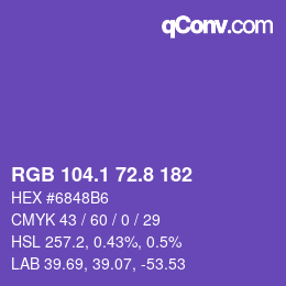 カラーコード: RGB 104.1 72.8 182 | qconv.com