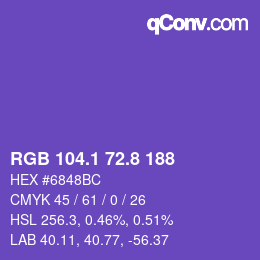 カラーコード: RGB 104.1 72.8 188 | qconv.com