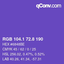 カラーコード: RGB 104.1 72.8 190 | qconv.com