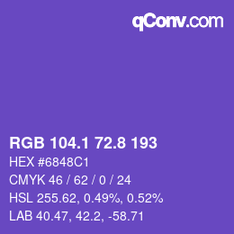カラーコード: RGB 104.1 72.8 193 | qconv.com