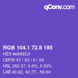 カラーコード: RGB 104.1 72.8 195 | qconv.com