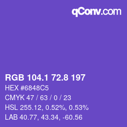 カラーコード: RGB 104.1 72.8 197 | qconv.com