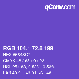 カラーコード: RGB 104.1 72.8 199 | qconv.com