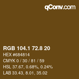 Color code: RGB 104.1 72.8 20 | qconv.com