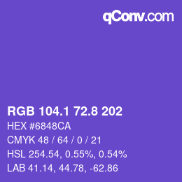 カラーコード: RGB 104.1 72.8 202 | qconv.com