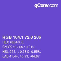 カラーコード: RGB 104.1 72.8 206 | qconv.com