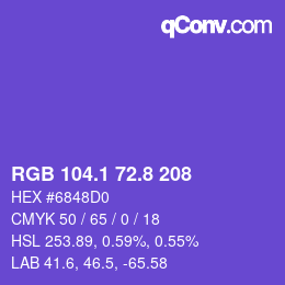 カラーコード: RGB 104.1 72.8 208 | qconv.com