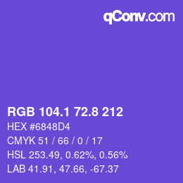 カラーコード: RGB 104.1 72.8 212 | qconv.com