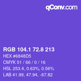 カラーコード: RGB 104.1 72.8 213 | qconv.com