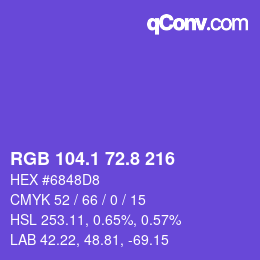カラーコード: RGB 104.1 72.8 216 | qconv.com