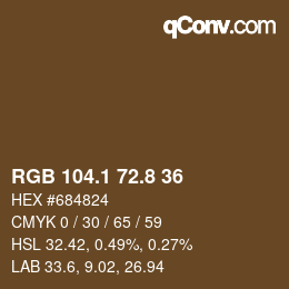 カラーコード: RGB 104.1 72.8 36 | qconv.com