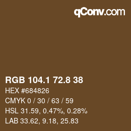 Color code: RGB 104.1 72.8 38 | qconv.com