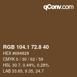 Color code: RGB 104.1 72.8 40 | qconv.com