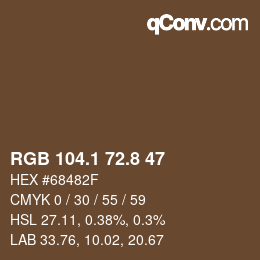 Color code: RGB 104.1 72.8 47 | qconv.com