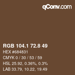 Color code: RGB 104.1 72.8 49 | qconv.com