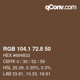 カラーコード: RGB 104.1 72.8 50 | qconv.com