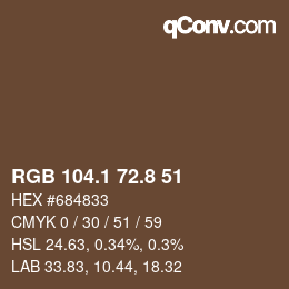 Color code: RGB 104.1 72.8 51 | qconv.com