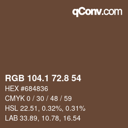 Color code: RGB 104.1 72.8 54 | qconv.com