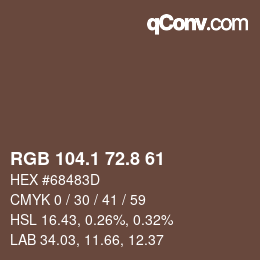 Código de color: RGB 104.1 72.8 61 | qconv.com