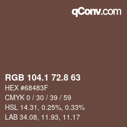 Color code: RGB 104.1 72.8 63 | qconv.com