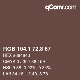 Color code: RGB 104.1 72.8 67 | qconv.com