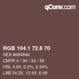 カラーコード: RGB 104.1 72.8 70 | qconv.com