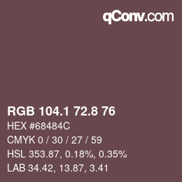 Farbcode: RGB 104.1 72.8 76 | qconv.com