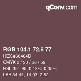Color code: RGB 104.1 72.8 77 | qconv.com