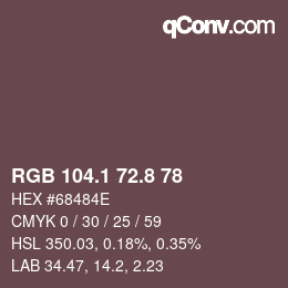 Color code: RGB 104.1 72.8 78 | qconv.com