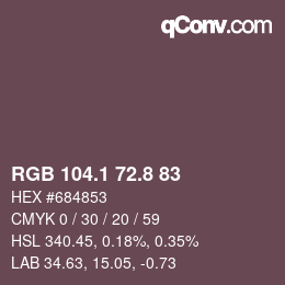 Color code: RGB 104.1 72.8 83 | qconv.com