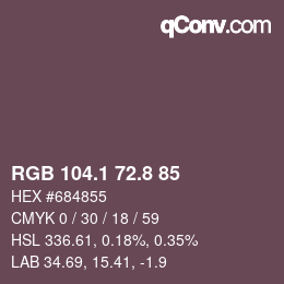 カラーコード: RGB 104.1 72.8 85 | qconv.com