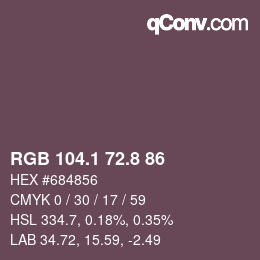 Color code: RGB 104.1 72.8 86 | qconv.com