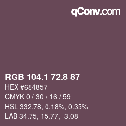 Color code: RGB 104.1 72.8 87 | qconv.com