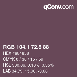 カラーコード: RGB 104.1 72.8 88 | qconv.com