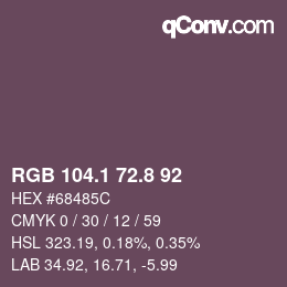 Color code: RGB 104.1 72.8 92 | qconv.com