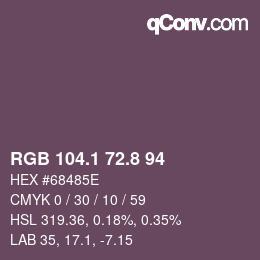 カラーコード: RGB 104.1 72.8 94 | qconv.com