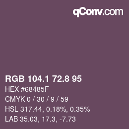 Color code: RGB 104.1 72.8 95 | qconv.com
