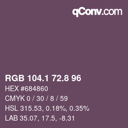 Color code: RGB 104.1 72.8 96 | qconv.com