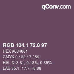 Code couleur: RGB 104.1 72.8 97 | qconv.com