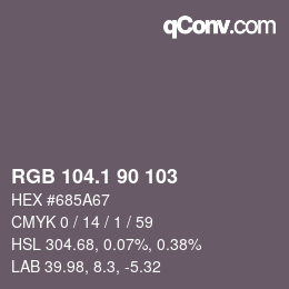 Color code: RGB 104.1 90 103 | qconv.com