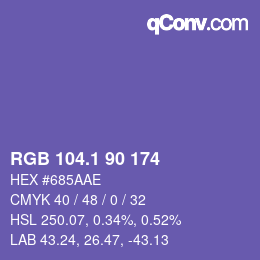 カラーコード: RGB 104.1 90 174 | qconv.com