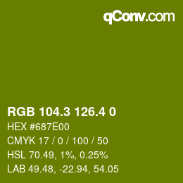 カラーコード: RGB 104.3 126.4 0 | qconv.com
