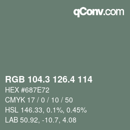 カラーコード: RGB 104.3 126.4 114 | qconv.com