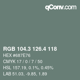カラーコード: RGB 104.3 126.4 118 | qconv.com