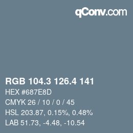 カラーコード: RGB 104.3 126.4 141 | qconv.com