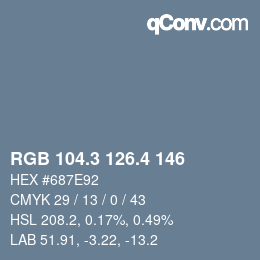 カラーコード: RGB 104.3 126.4 146 | qconv.com